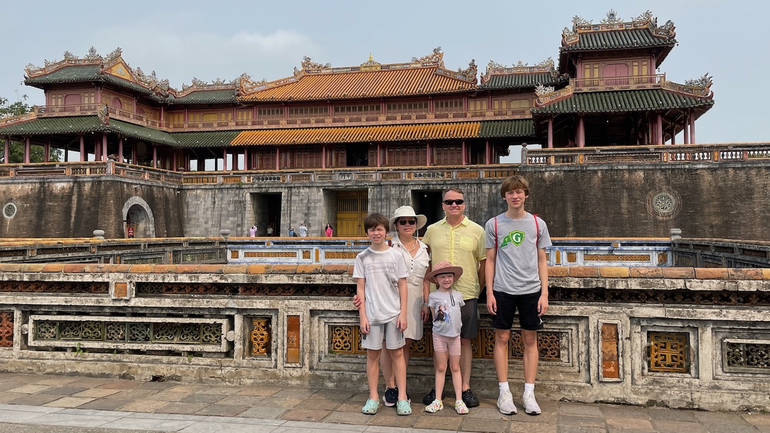 Charles Gaddy and his family in Vietnam on a recent trip. Photo provided.