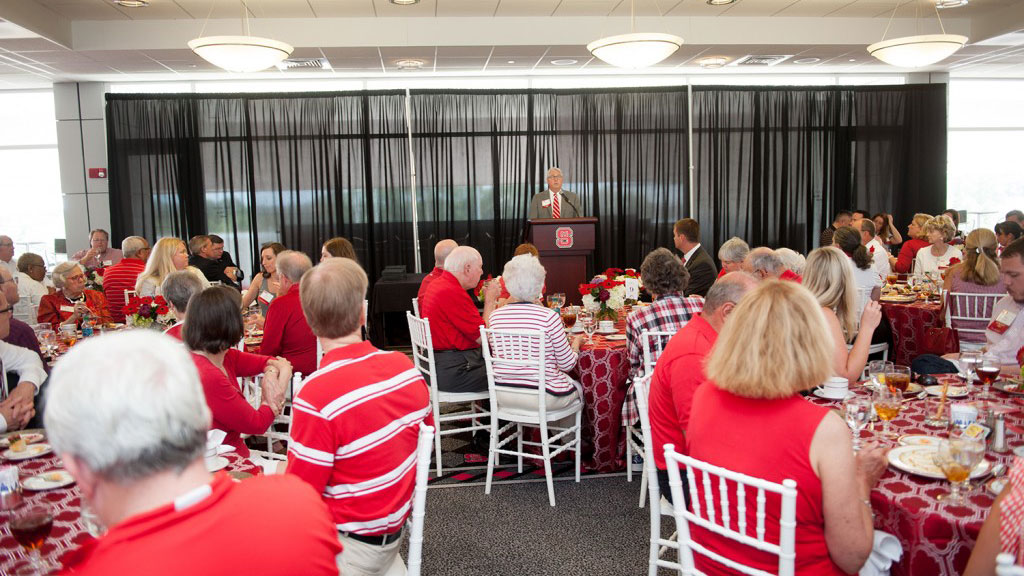 Chancellor Woodson addresses members of the Pullen Society during the 2015 celebration, which took place June 12 at Carter-Finley Stadium.
