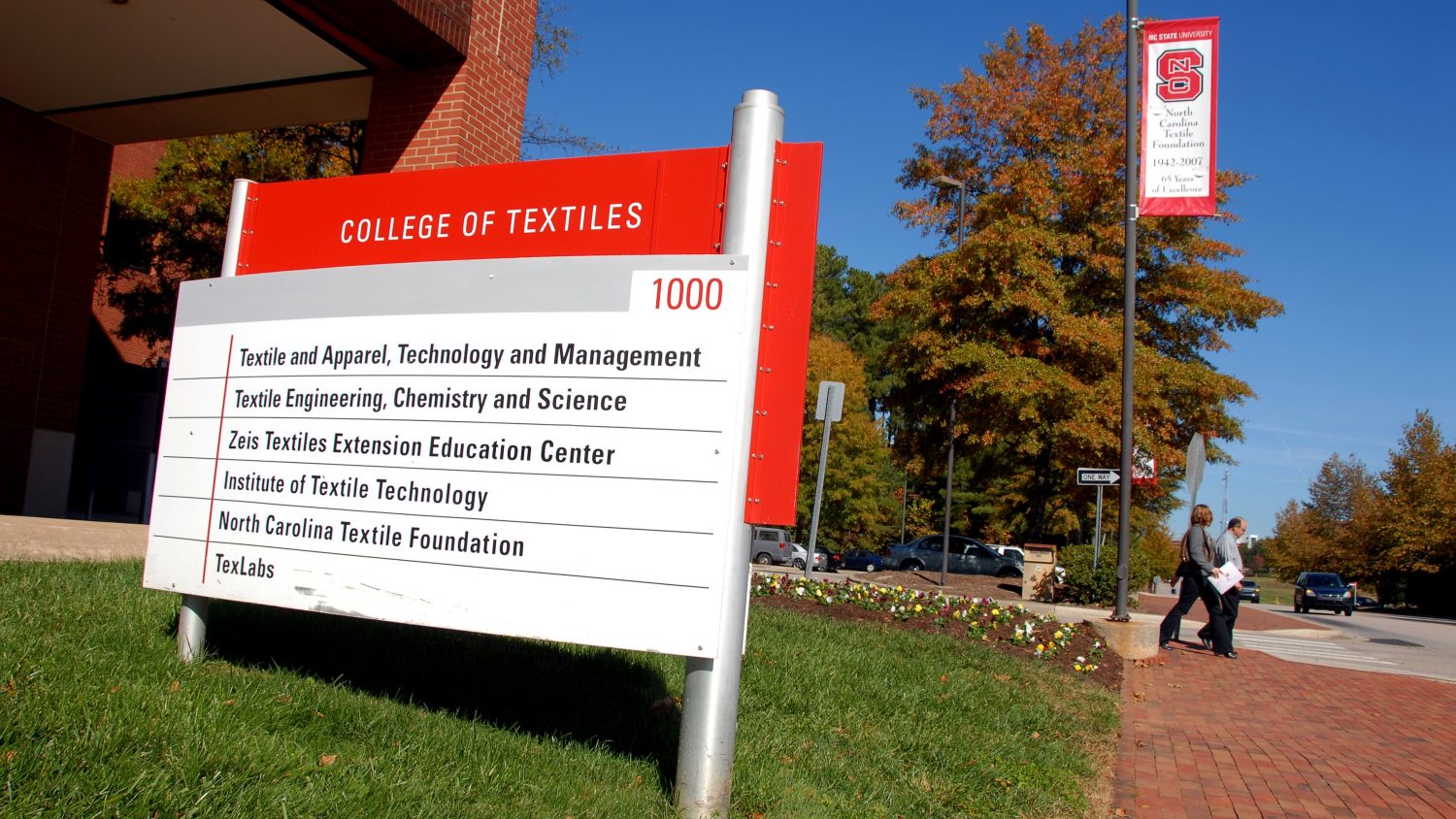 exterior building sign for the College of Textiles