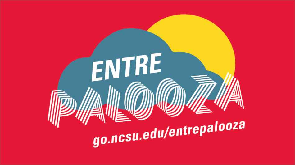 Entrepalooza red, gray, and yellow logo