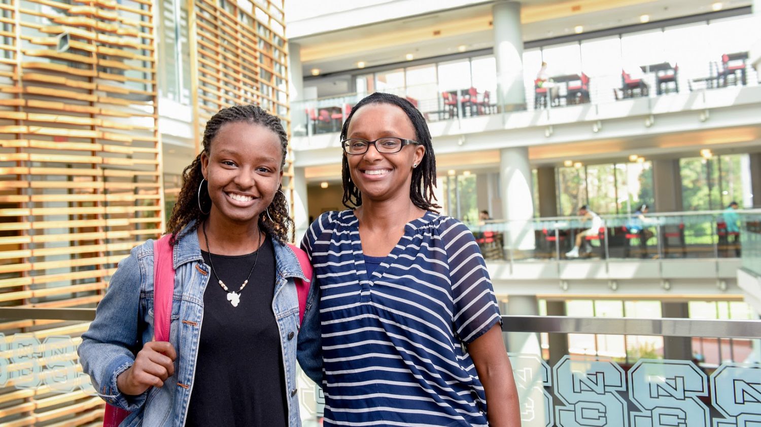 Nyawira Nyota and Lynda Nyota pose in Talley Student Center.