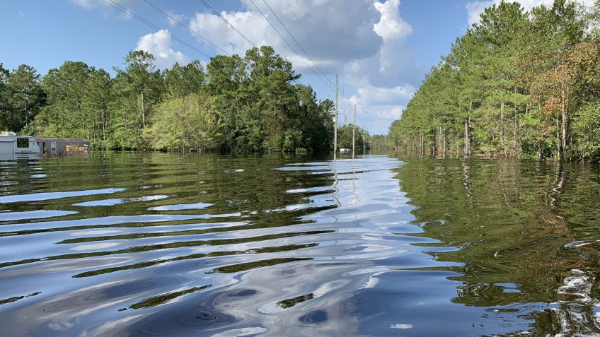 flooded road in Rocky Point, NC