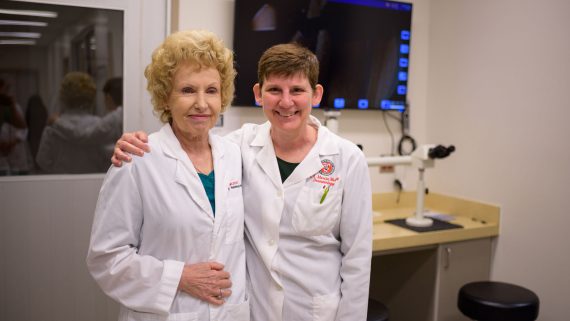 Mary Jo Pringle and Marcy Murphy, clinical assistant professor of dermatology.