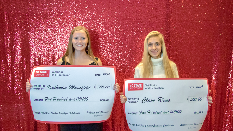 Katherine Mansfield '20 (left) and Clare Boss '21 pose with scholarship awards.