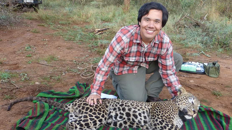 Matt Snider with a leopard