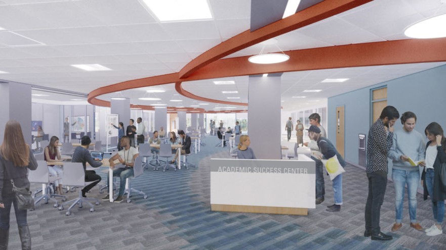 rendering of Hill Jr. library academic success center
