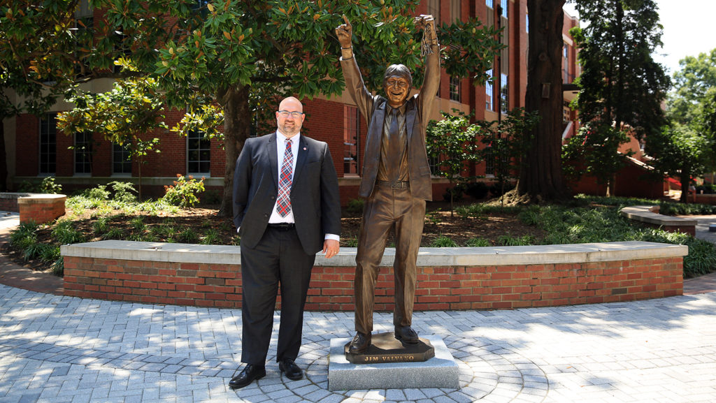 Michael Ward with Jimmy V statue