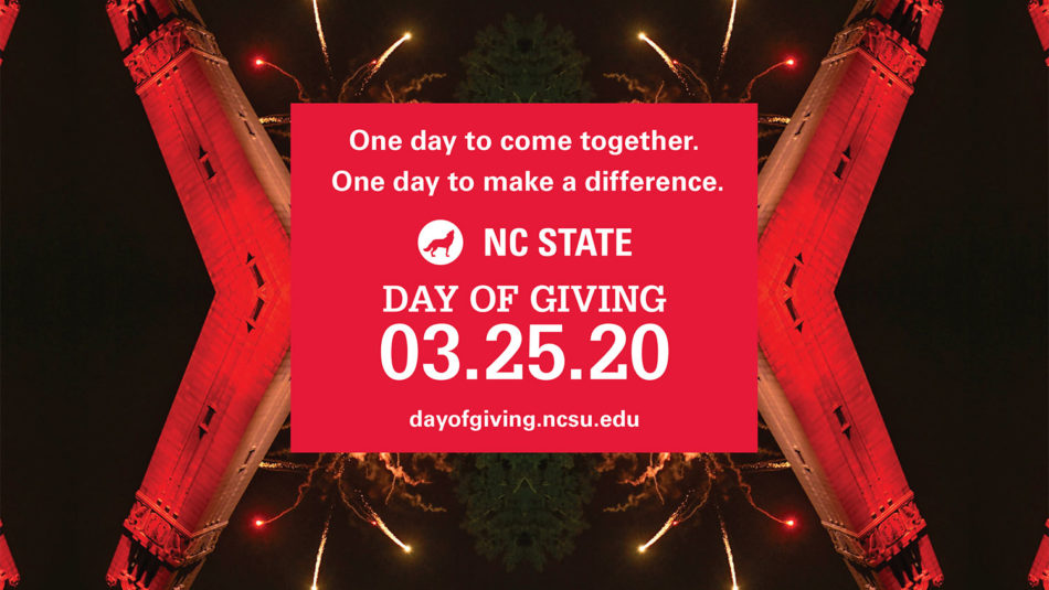 Day of Giving logo over kaleidoscope belltower image