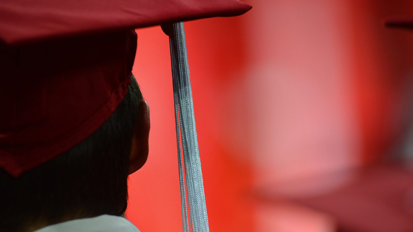 closeup of tassel on graduation cap