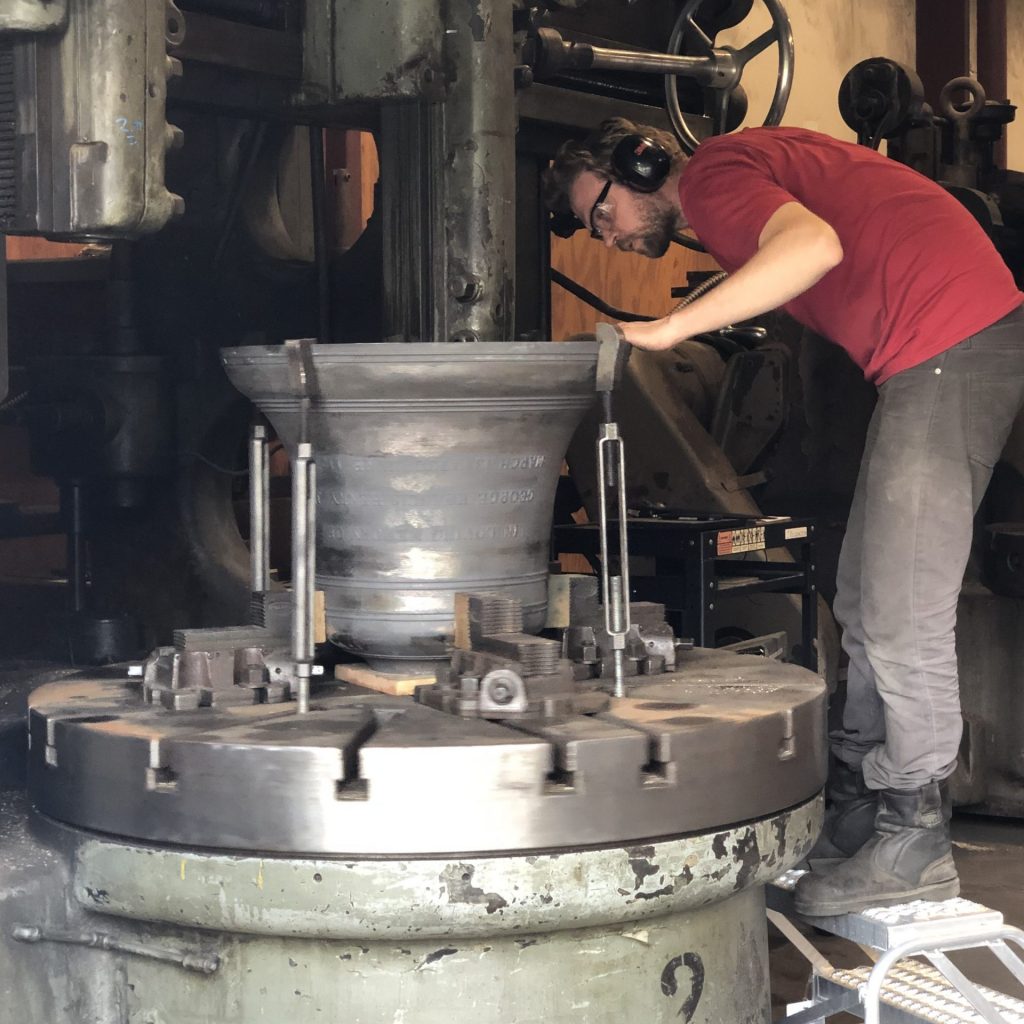 Ben Sunderlin tunes NC Stateâ€™s 24-inch F bell with use of a lathe.