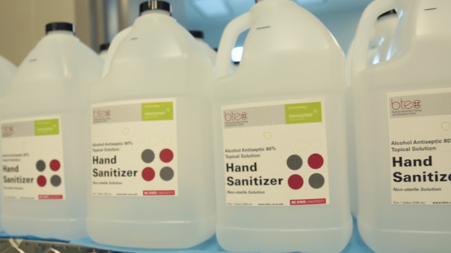 jugs of hand sanitizer