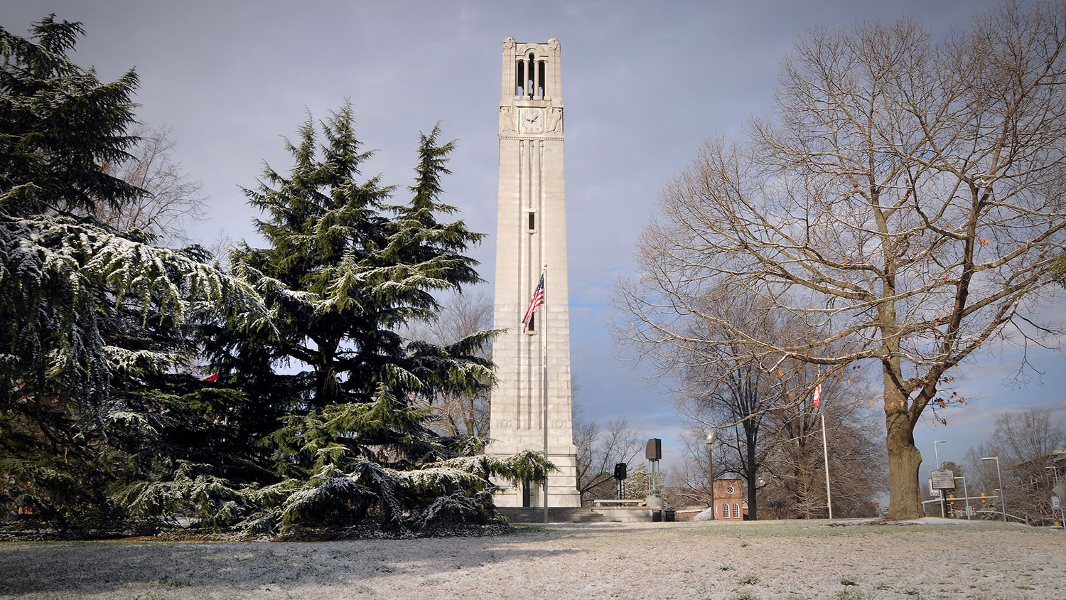 Memorial Belltower in the snow