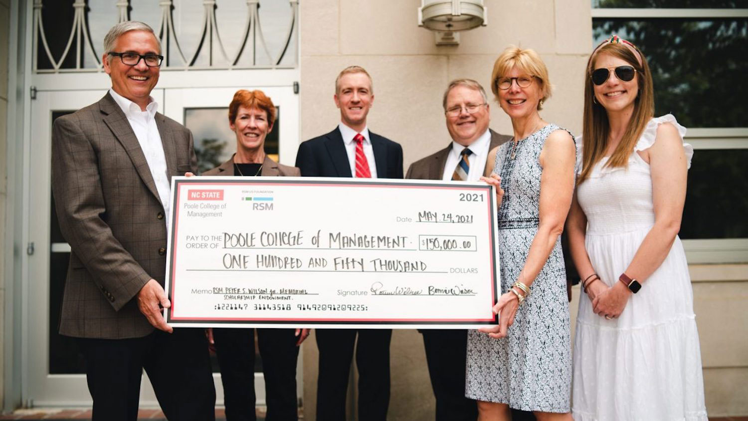 RSM US Foundation joins family and friends of the late Peter Wilson to establish the RSM Peter S. Wilson Jr. Memorial Endowed Scholarship for accounting students