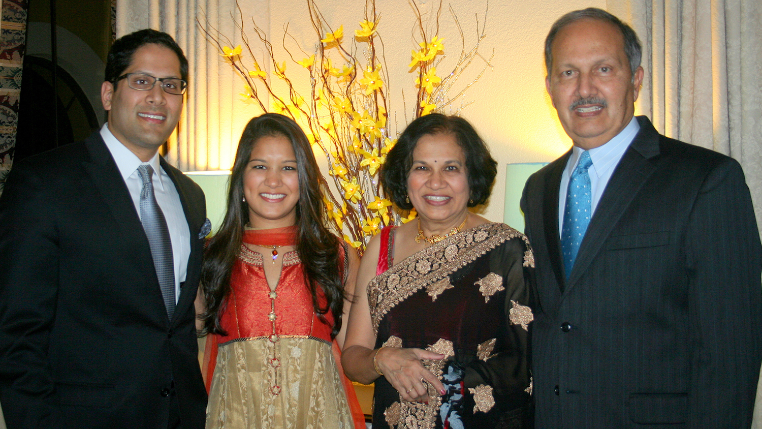 Anushri Desai ’10 (second from left) with her brother, Svetang, and parents, Maya and Vijay