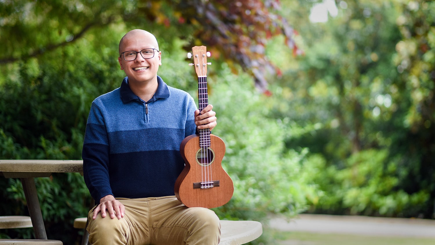Nikhil Milind with his ukulele