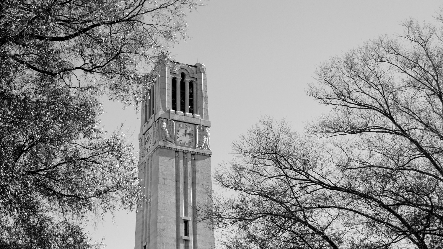 The Memorial Belltower in black and white