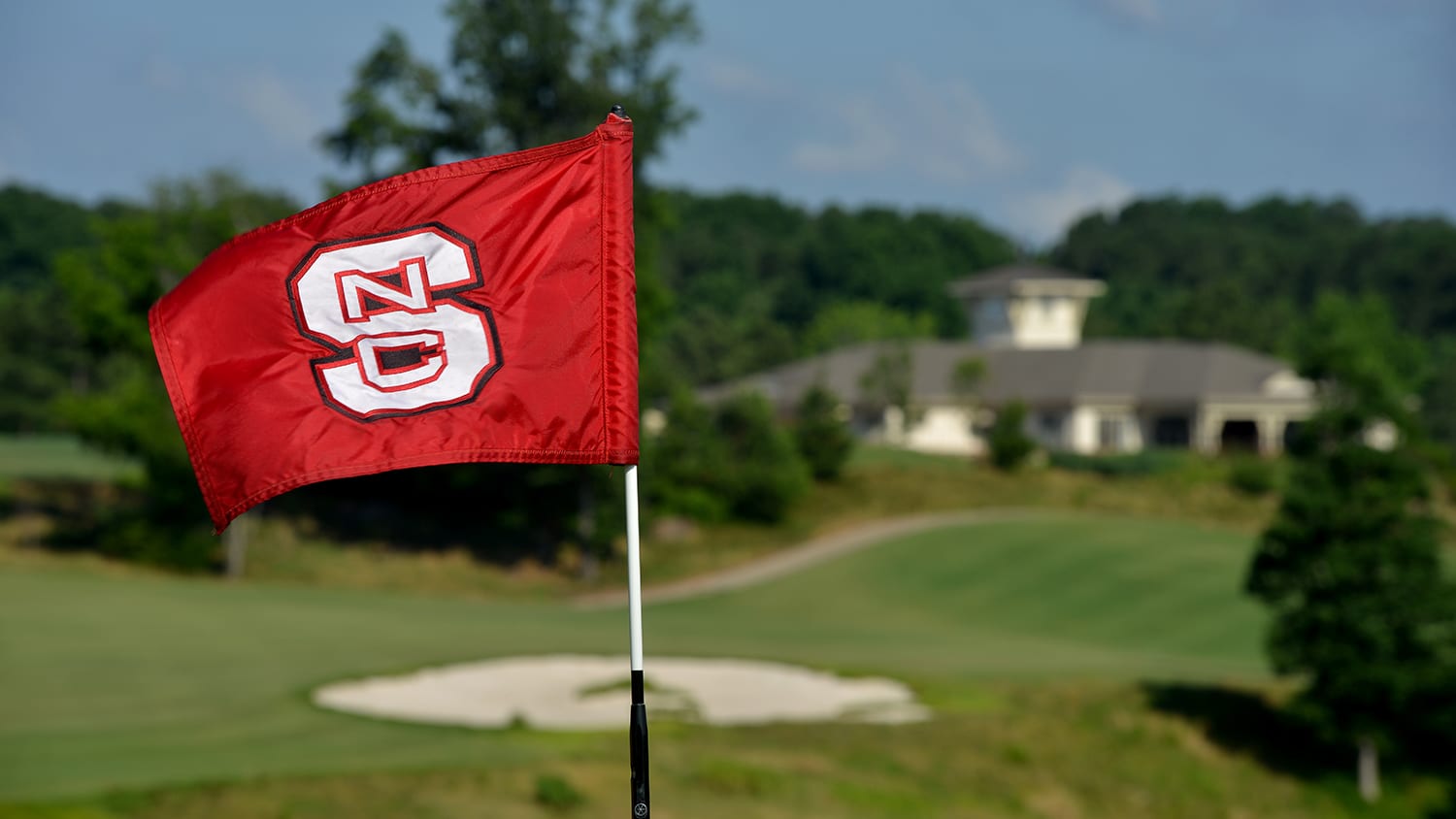 NC State flag on Lonnie Poole golf course.