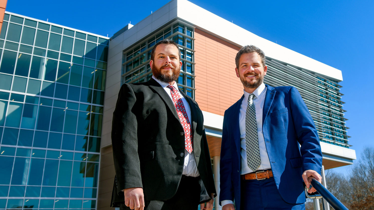 John Radcliff (left) and John Holshouser (right) of JTI in front of the Plant Sciences Building