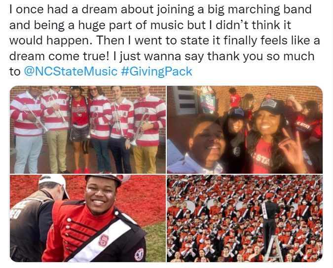 A collage of marching band students.