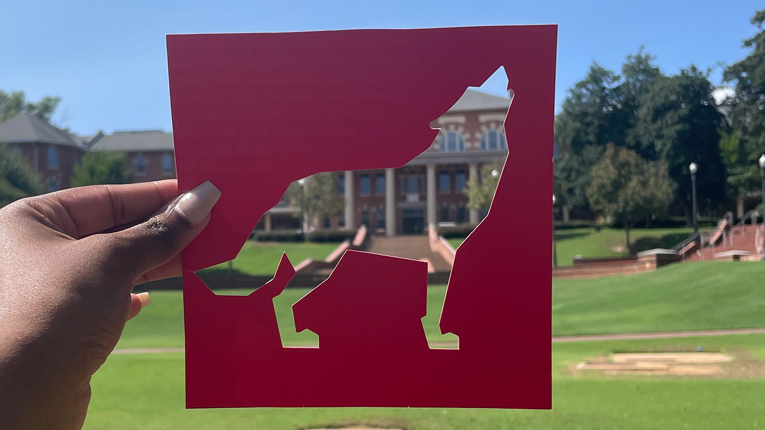 NC State Day of Giving wolf cutout at Court of North Carolina