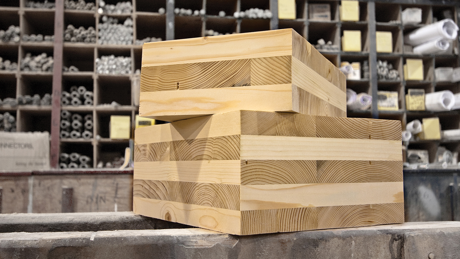 Cross laminated timber blocks. Photo by Oregon Department of Forestry, Flickr Creative Commons.
