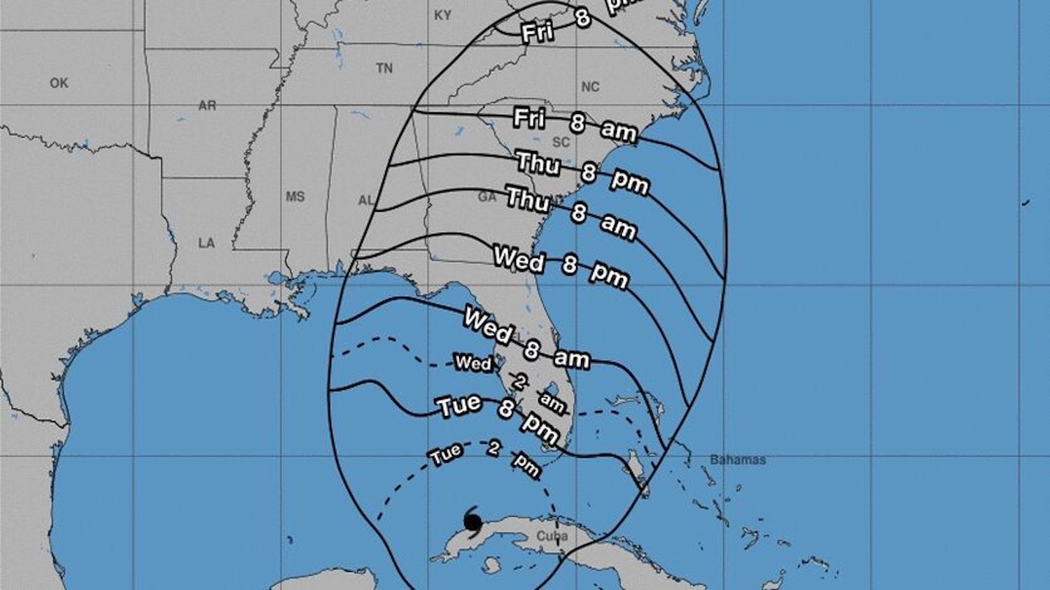 Path map of Hurricane Ian