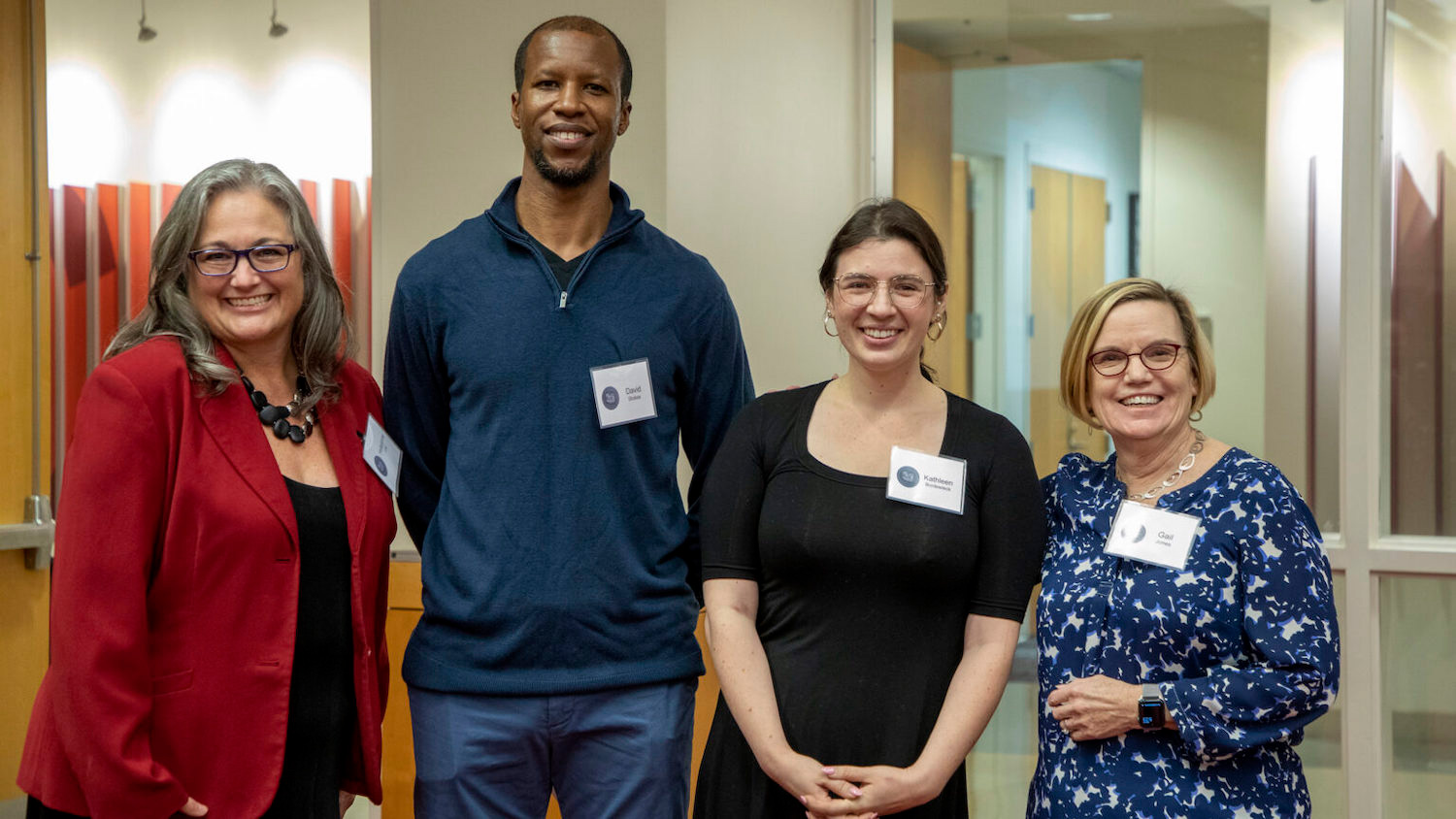 Friday Institute Graduate Student Fellows David Stokes and Kat Bordewieck with their advisers, Hollylynne Lee and Gail Jones.