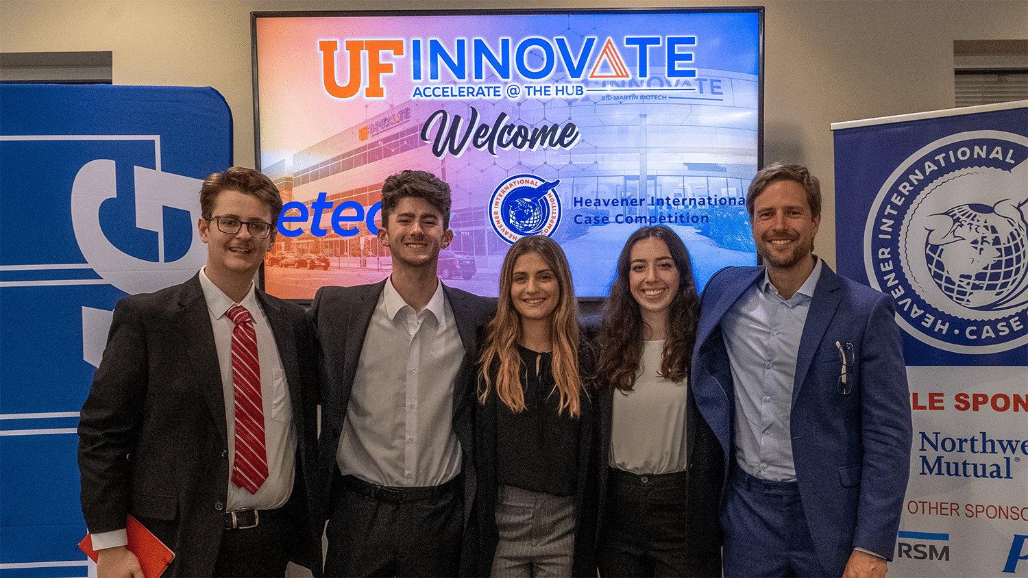 (L to R): Dan Webb ('23), Ben Poovey ('22), Federica Lenti ('23), Emma Collins ('22), and Dr. Pieter Verhallen