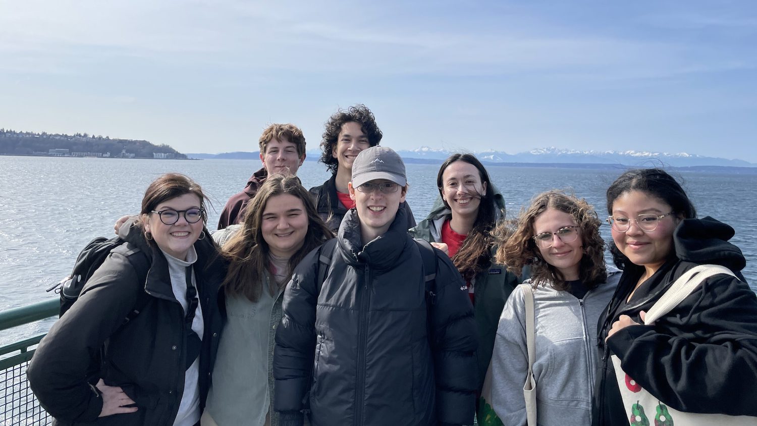 Adventurous Caldwell Fellows on the ferry from Seattle to Bainbridge Island.
