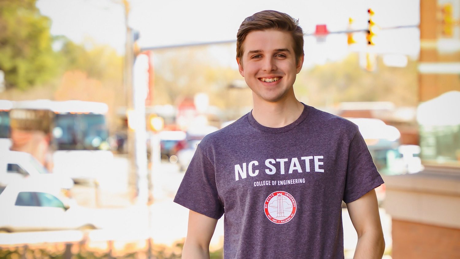 Shaun Deardorff wearing an NC State T-shirt