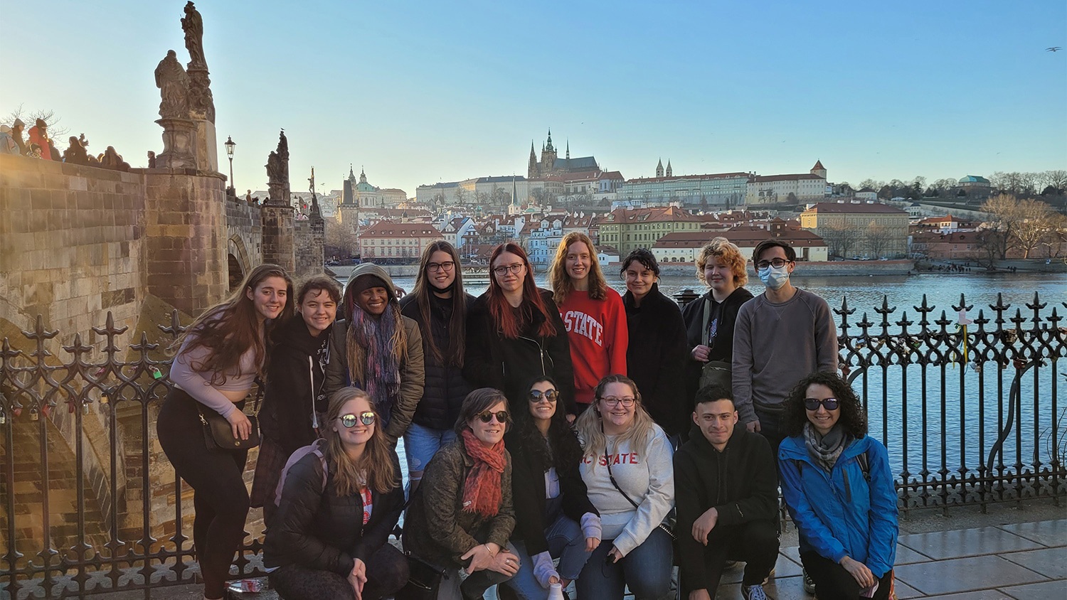 Holly Hurlburt and her students in Prague in spring 2022.