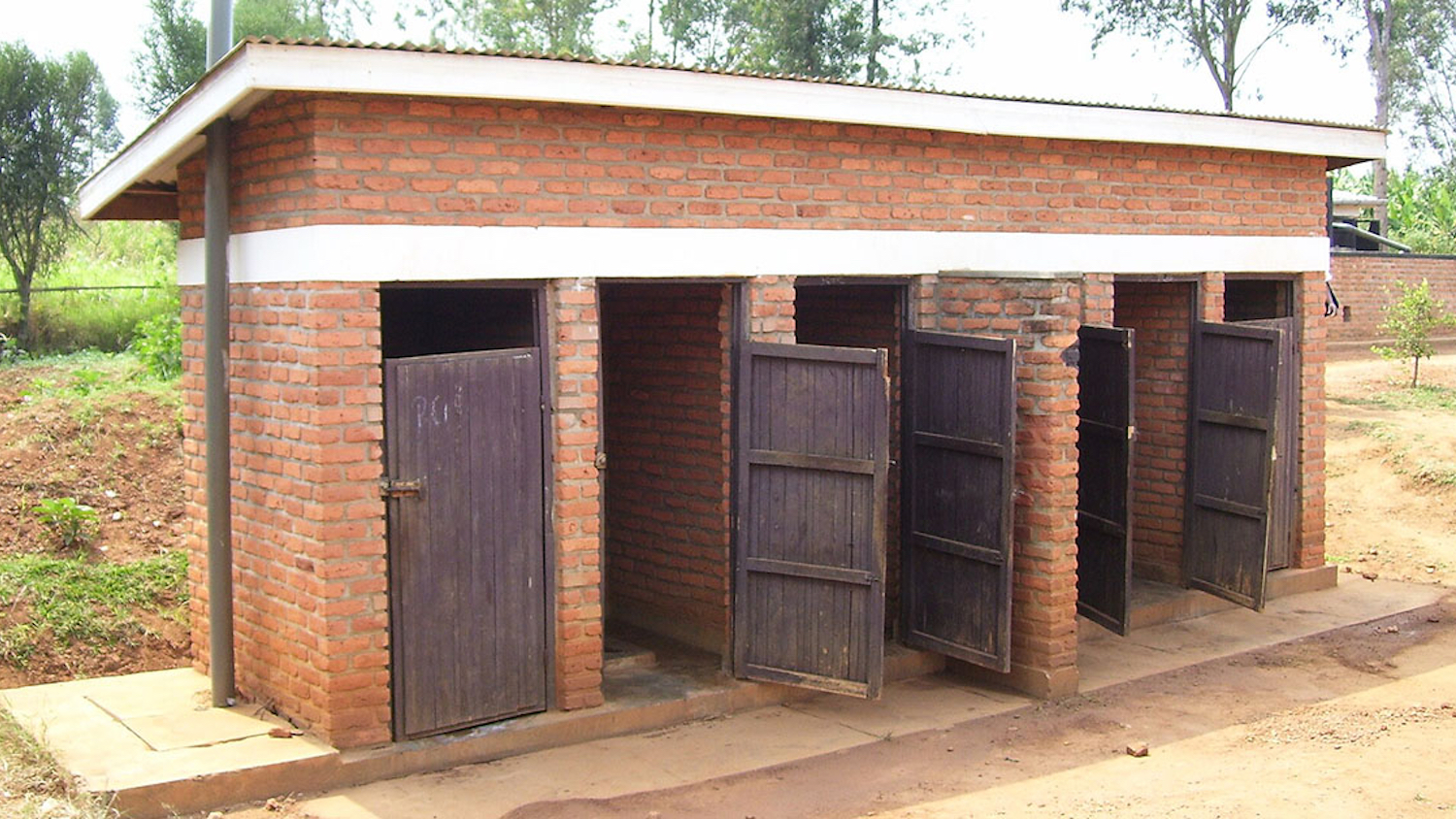 A sheltered pit latrine