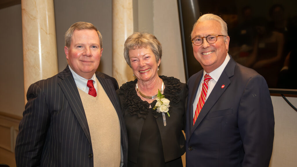 From left: NC State University Foundation Chair Mike Constantino, Dellaine Risley and Chancellor Randy Woodson.