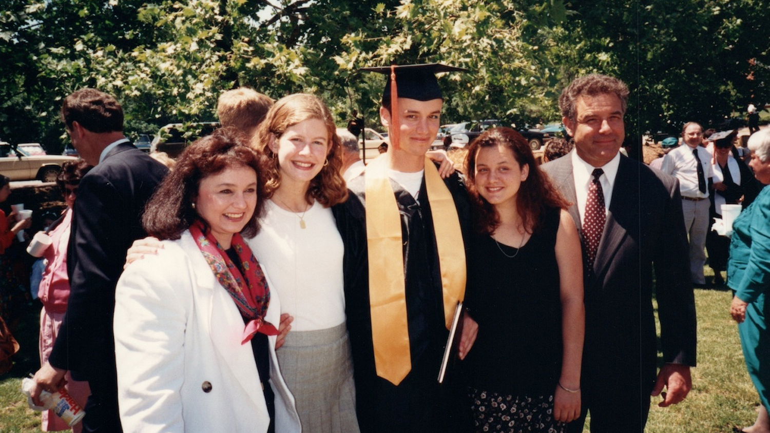 The Clausi family at Nick's 1994 graduation from NC State. Left to right: Karen Clausi (mother), Becky Clausi, Nick Clausi, Gina Braun (sister), Tom Clausi.
