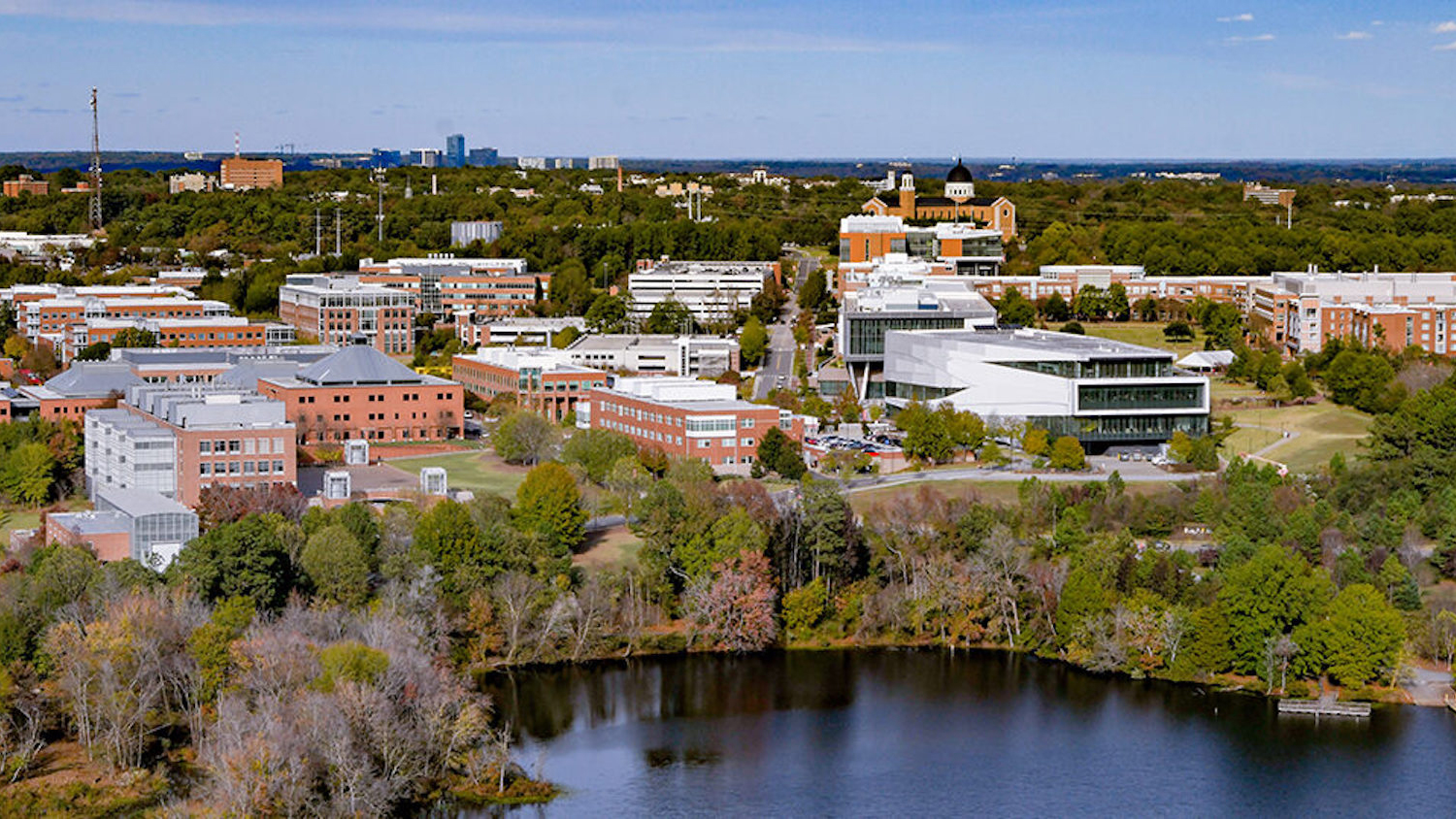 Centennial Campus as seen from over Lake Raleigh