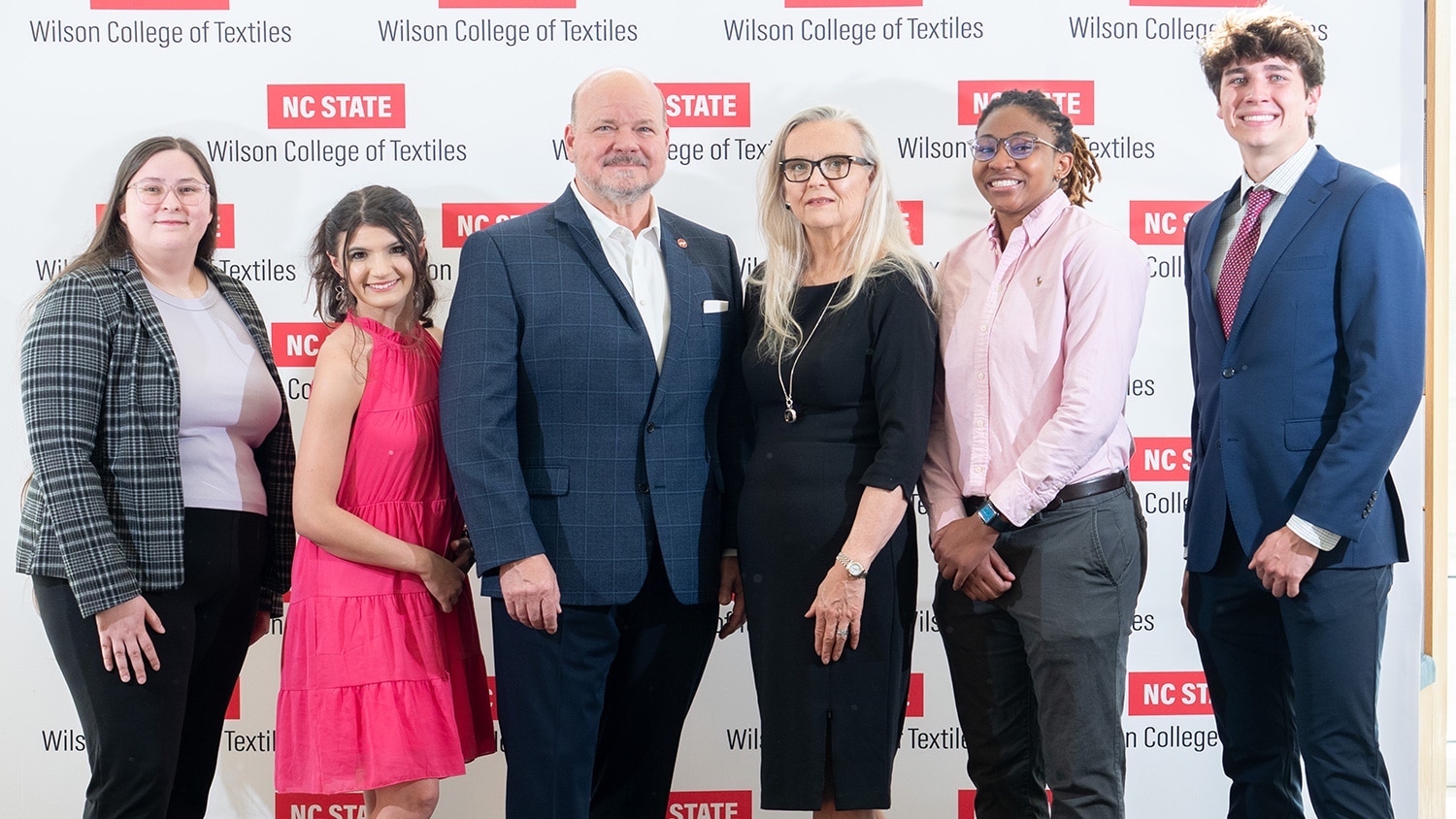 Five of the honorees at the 2024 Wilson College of Textiles Scholarship and Endowment Dinner