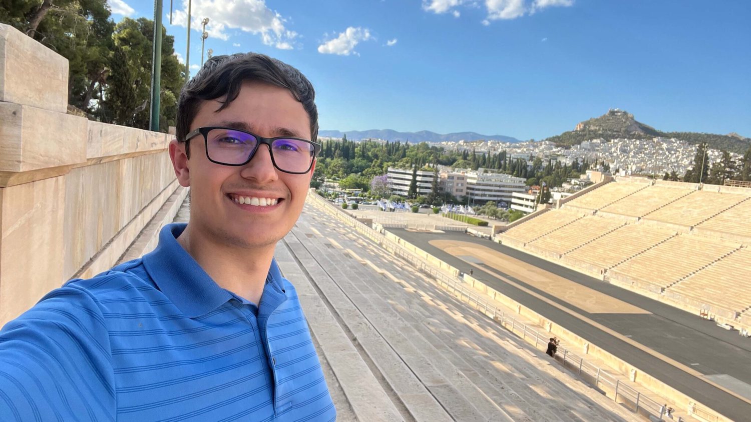 Lance Williams taking a selfie while studying abroad