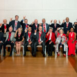 Many of the new and previous Watauga Medal recipients pose for a group photo.