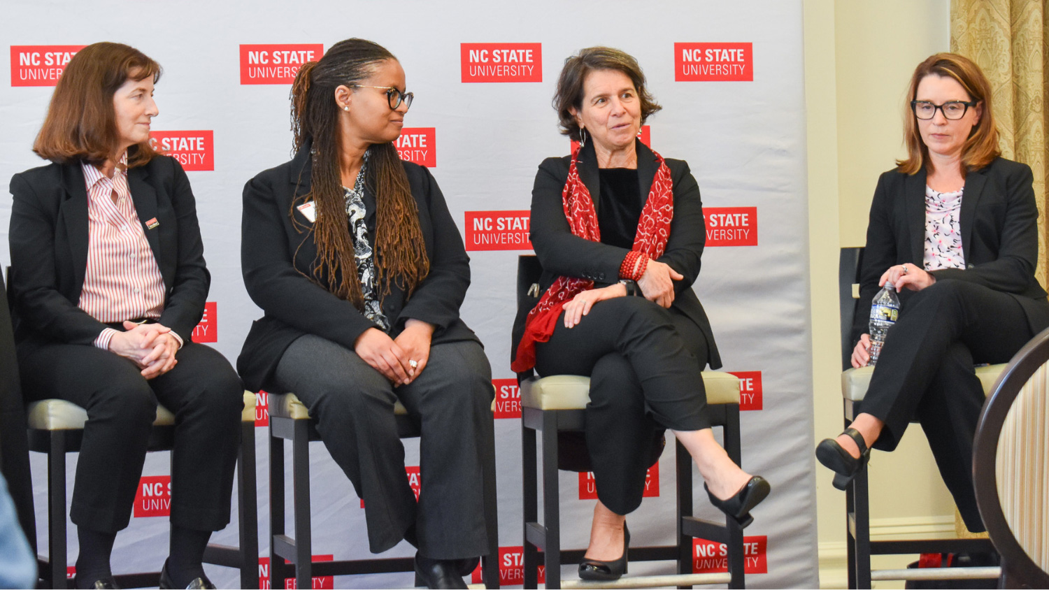 From left: Kathryn Meurs, Doneka Scott, Paola Sztajn and Deanna Dannels taking part in a panel discussion