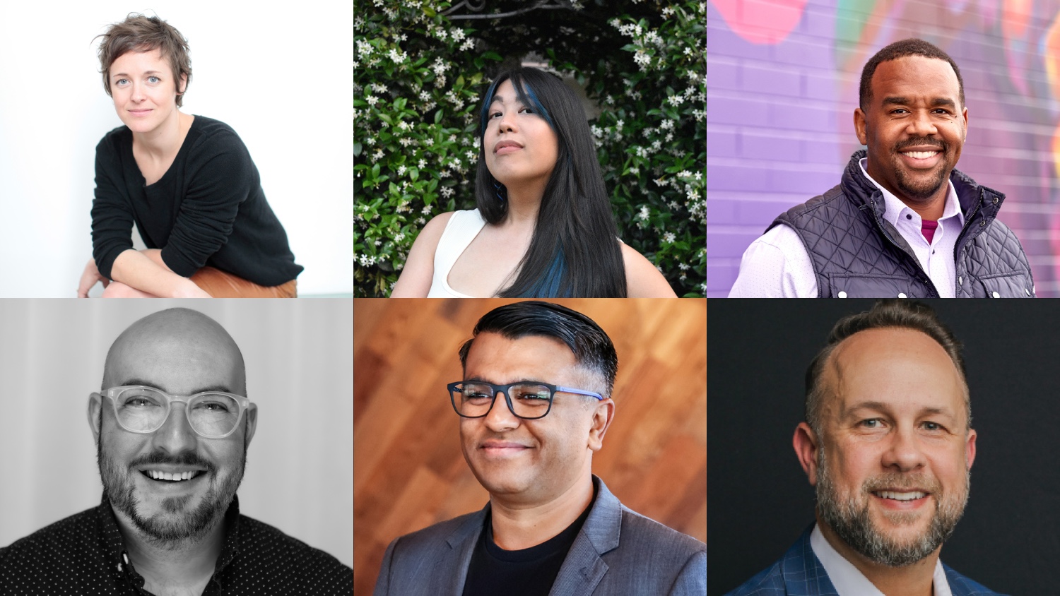 From top left: Blair Richardson, Jacquie Goyena, Edwin Harris, David Bulfin, Harnish Jani and Miken Chéveyo Clark.